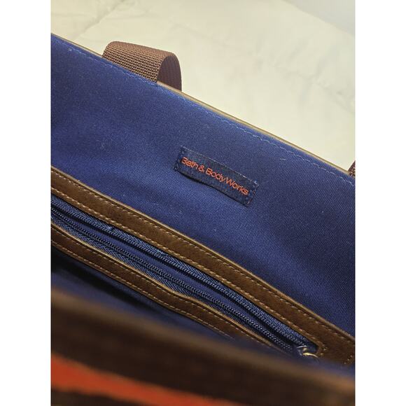 Vtg Bath & Body Works Sun Face Symbol Multi-pockets Red Hand Bagn Tote Bag - Picture 5 of 8